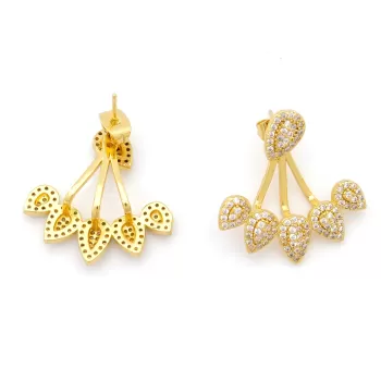 Altın Kaplama Küpe Zirkon Taşlı Damla Kulak Altı Model UNK-771