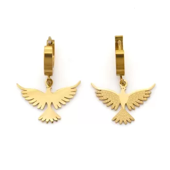 Çelik Sallantılı Küpe Altın Kaplama Anka Kuşu Model UNK-798