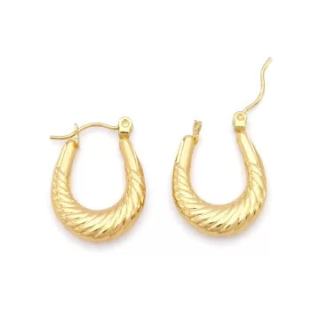 Çelik Küpe Altın Kaplama Kadın Çizgili Model UNK-805