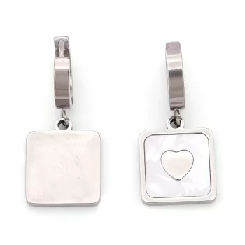 Çelik Sallantılı Küpe Kalpli Detaylı Halka Model UNK-813