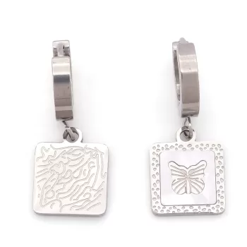 Çelik Sallantılı Küpe Kelebekli Halka Model UNK-814