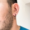 Erkek Çelik Küpe Siyah Haç Model UNK-481