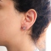 Pembe Zirkon Taşlı Çiçek Model Rose Gümüş Küpe GKP-100