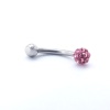 316L Çelik Zirkon Taşlı Pembe Toplu Piercing PRC-203