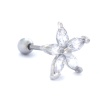 316L Çelik Zirkon Taşlı Çiçek Şekilli Piercing PRC-191