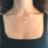 Zirkon Taşlı Rose Yaprak Şekilli Gümüş Kolye GK-304