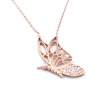 Zirkon Taşlı Rose Kelebek Model Gümüş Kolye GK-312