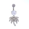 316L Çelik Zirkon Taşlı Palmiyeli Piercing PRC-134