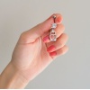 316L Çelik Zirkon Kalpli Kilit Model Piercing PRC-104