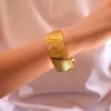 Altın Kaplama Yatay Çizgili  Bilezik 3 cm BLZ-3039