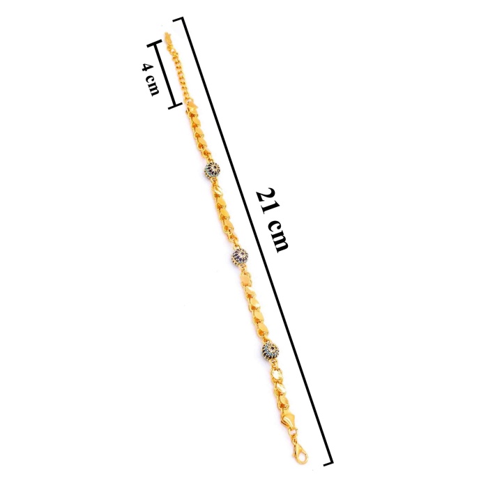 Ferizz Altın Kaplama Nazar Boncuklu Halep Zincirli Bileklik-25cm-20.5cm Boy