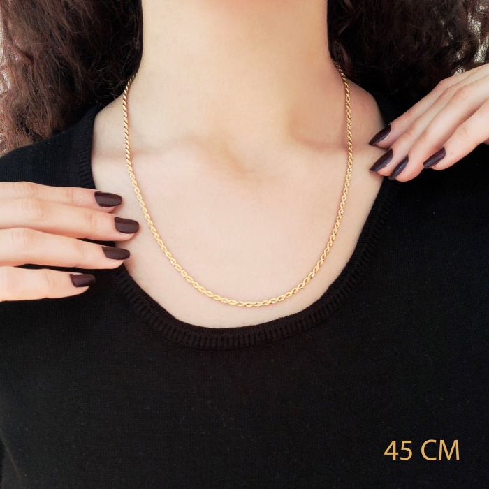 Çelik Zincir Altın Kaplama Burgu Model 2,5 MM ZN-126