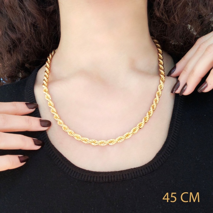 Çelik Zincir Altın Kaplama Burgu Model 6 MM ZN-131