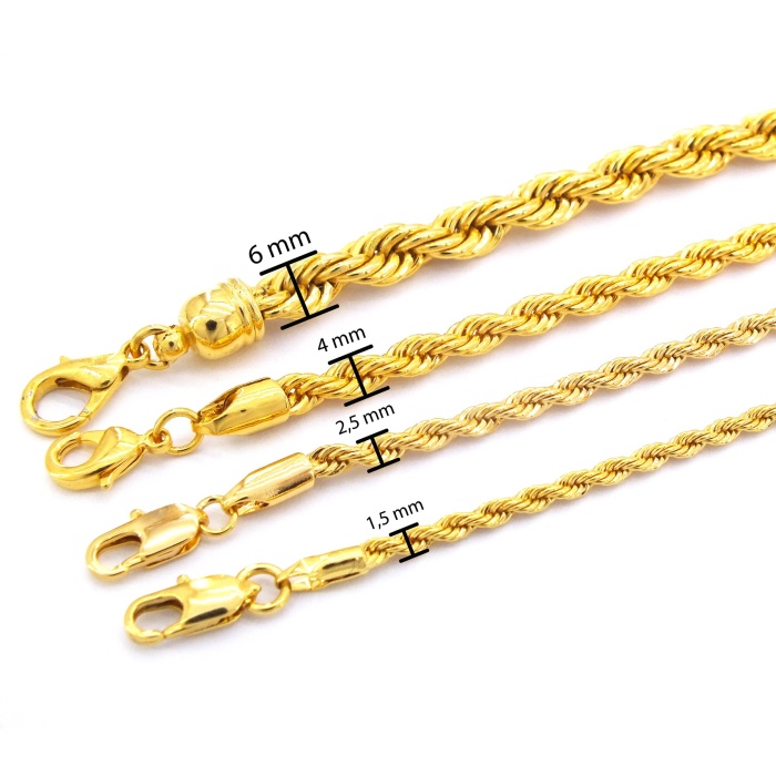 Çelik Zincir Altın Kaplama Burgu Model 6 MM ZN-131
