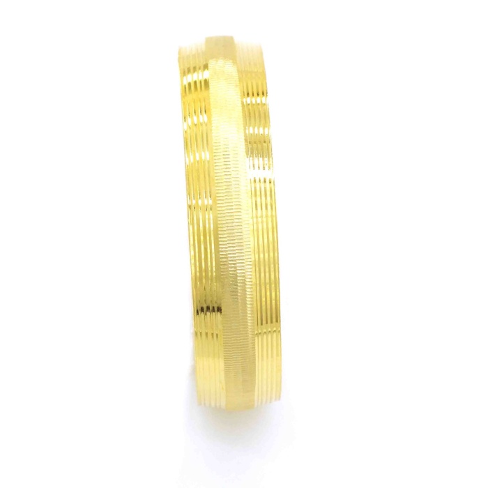 Altın Kaplama Dikey Çizgili Bilezik 15 mm Kalınlık BLZ-1104