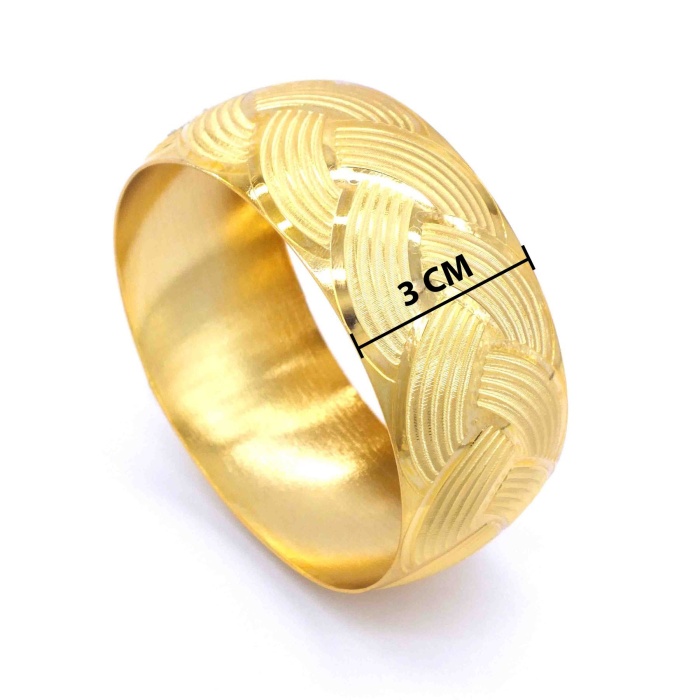 Altın Kaplama Örgü Model Mega Bilezik 30mm Kalınlık BLZ-1124
