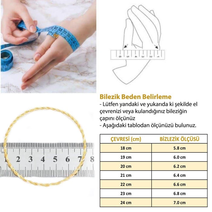 FerizZ Altın Kaplama 3lü Adana Burması Bilezik (İçi Düz) 6.5 mm BLZ-3002