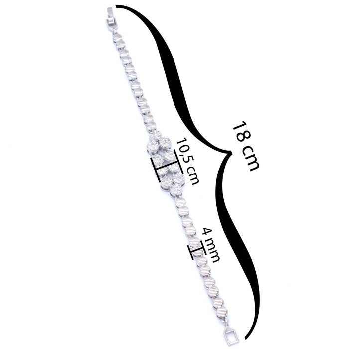 316L Çelik Yuvarlak Zirkon Taşlı Kadın Bileklik BLK-524