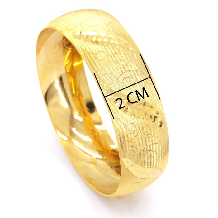 FerizZ 22 Ayar Altın Kaplama Desenli Bilezik 2 CM Kalınlık BLZ-3013