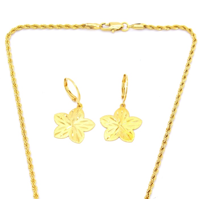 Altın Kaplama Çiçek Şekilli Kolye Küpe Bileklik Set SET-111