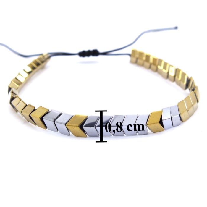 Gümüş-Gold Hematit Doğal Taş Erkek Bileklik  EBLK-149