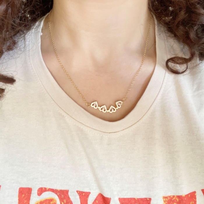 Çelik Kolye, Yonca Kolye Altın Kaplama Kadın Kolye KLY-396
