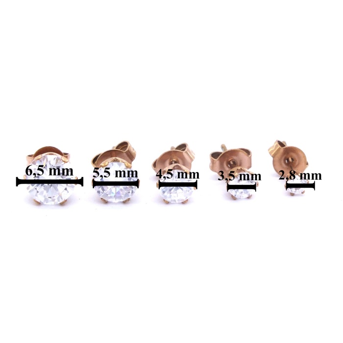 Çelik Taşlı Küpe Rose Renk Tektaş Model