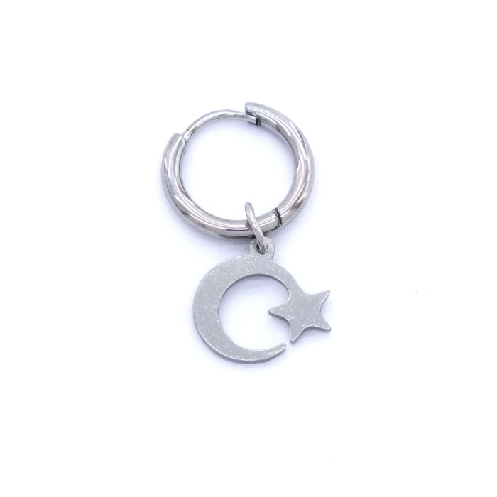 Erkek Çelik Küpe Ay Yıldız Model UNK-483