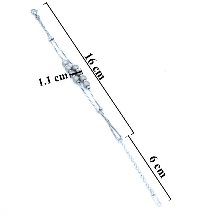 Ferizz 316l Çelik Gri Boncuklu Kadın Bileklik BLK-720