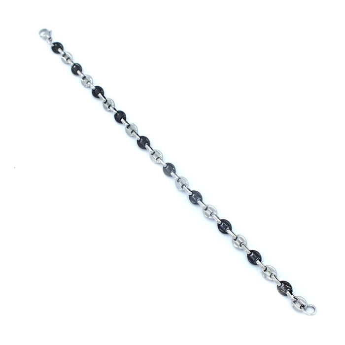 316L Çelik Siyah-Beyaz Zincir Erkek Set SET-137