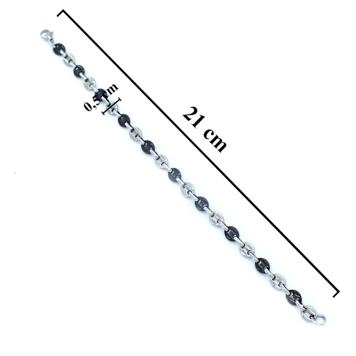 316L Çelik Siyah-Beyaz Zincir Erkek Set SET-137