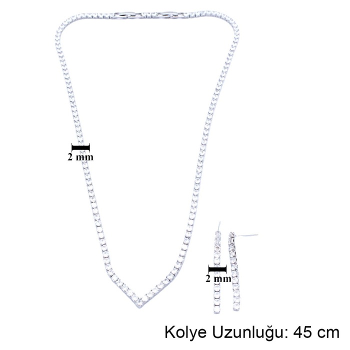 316L Çelik Zirkon Taşlı Su Yolu Kadın Set SET-146
