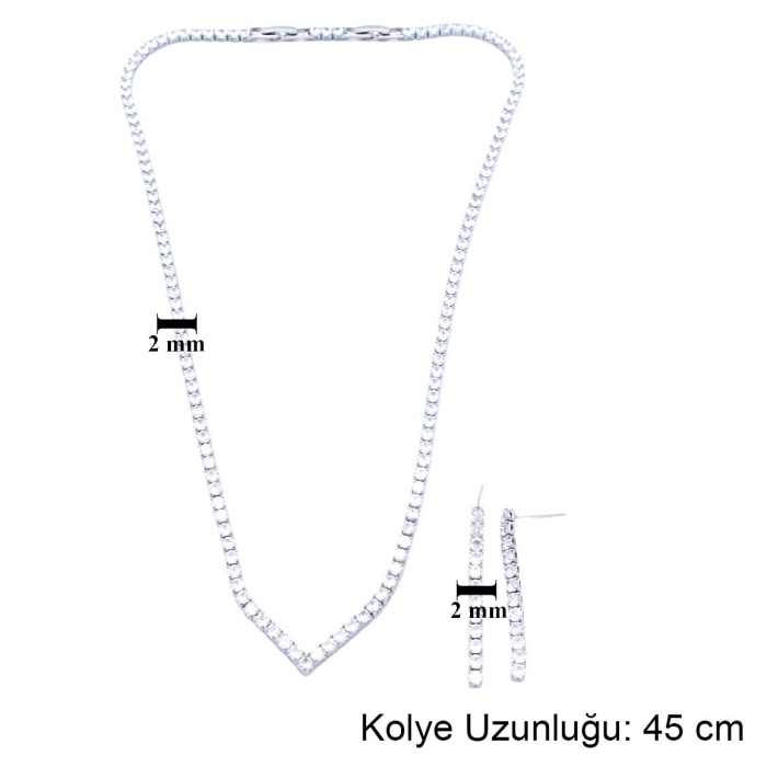 FerizZ 316L Çelik Zirkon Taşlı Su Yolu Kadın Set SET-146