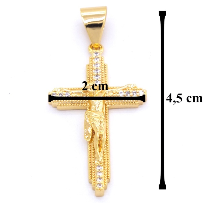 FerizZ Altın Kaplama Zirkon Taşlı İsa Figürlü Hac Kolye Ucu TGR-498