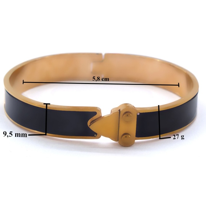 Çelik Kelepçe Bileklik Rose Siyah Şeritli Model BLZ-468