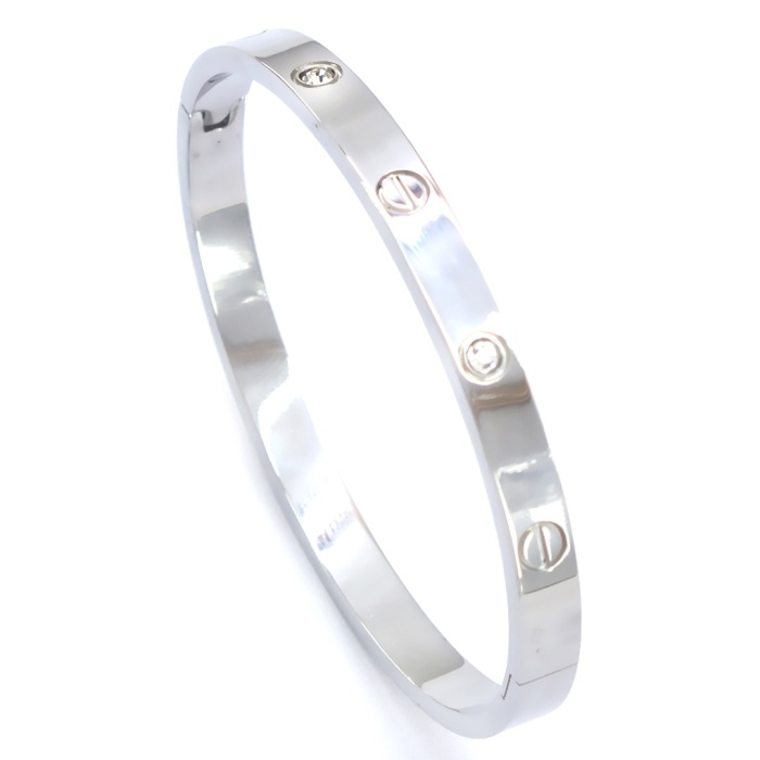 Çelik Kelepçe Bileklik Love Taşlı Model BLZ-494