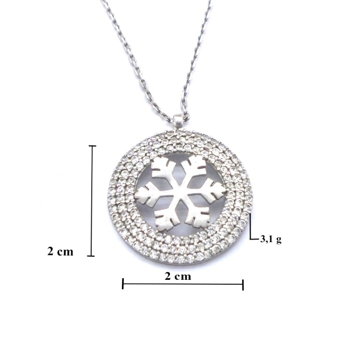 Zirkon Taşlı Kar Tanesi Gümüş Kolye GK-239