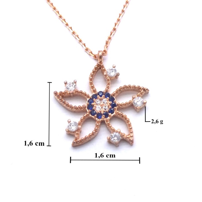 Zirkon Taşlı Çiçek Rose Gümüş Kolye GK-246