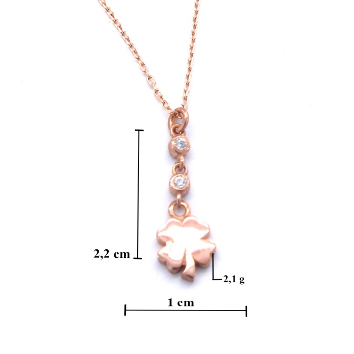 Zirkon Taşlı Yonca Rose Gümüş Kolye GK-253