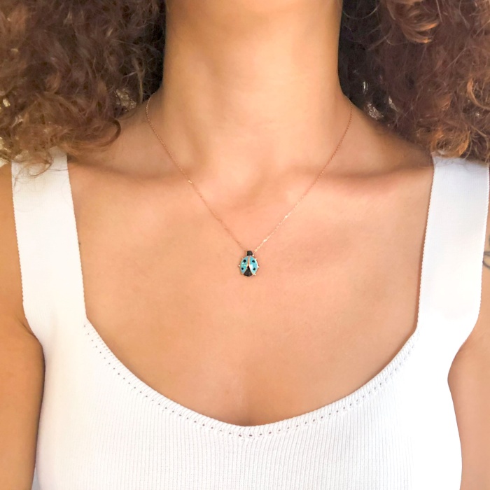 Uğur Böceği Rose Gümüş Kolye GK-224
