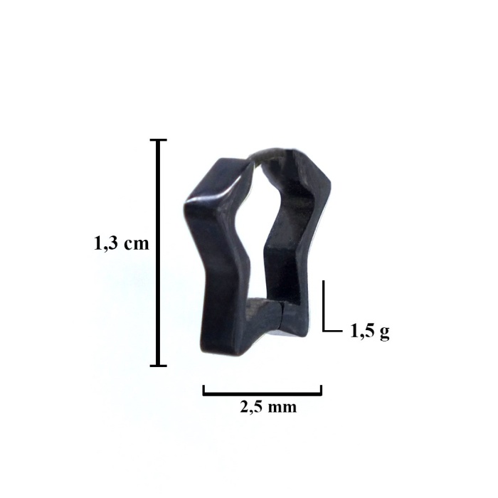 Çelik Halka Küpe Siyah Yıldız Model Halka Küpe UNK-575