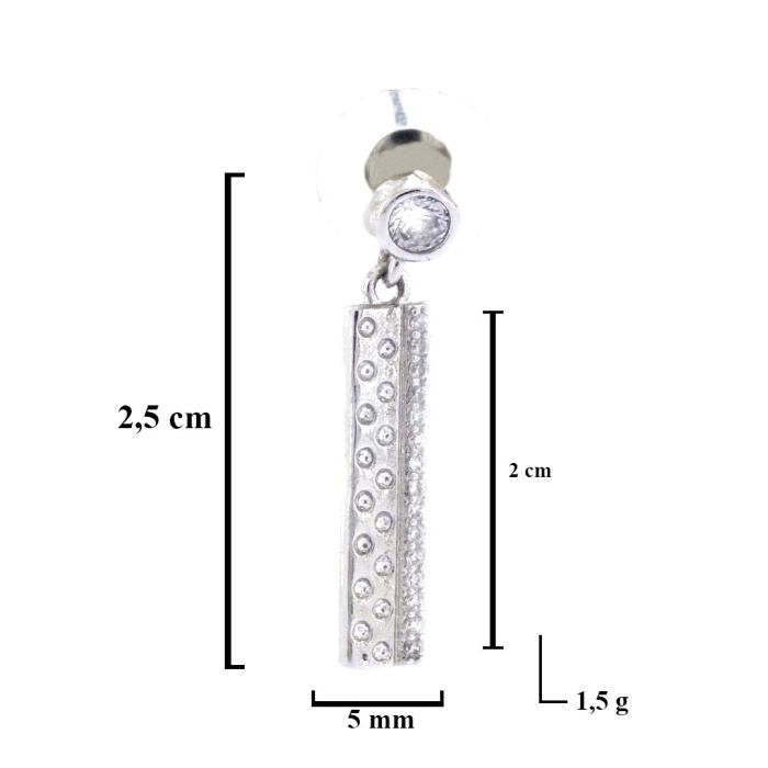 Çelik Sallantılı Küpe Zirkon Taşlı Dik Küpe UNK-587