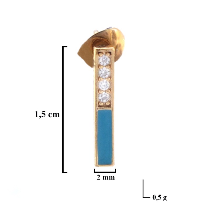 FerizZ Altın Kaplama Turkuaz Taşlı Çelik Küpe UNK-602