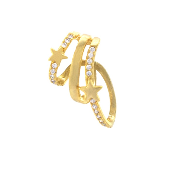 Altın Kaplama Küpe Zirkon Taşlı Yıldız Detaylı Çelik Ear Cuff UNK-686