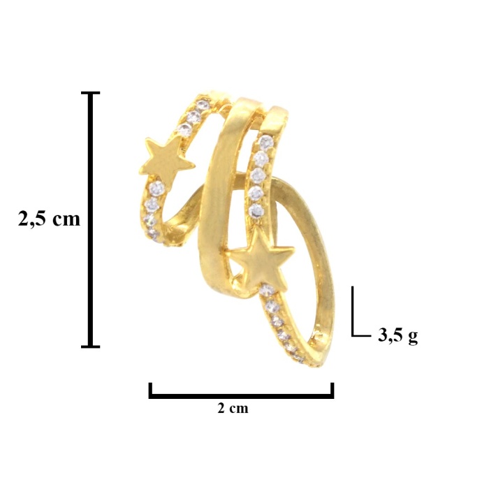 Altın Kaplama Küpe Zirkon Taşlı Yıldız Detaylı Çelik Ear Cuff UNK-686