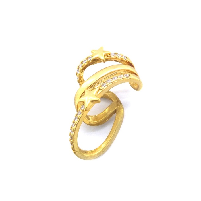 Altın Kaplama Küpe Zirkon Taşlı Yıldız Detaylı Çelik Ear Cuff UNK-686