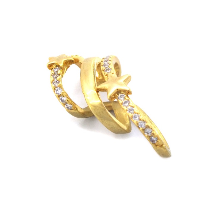 Altın Kaplama Küpe Zirkon Taşlı Yıldız Detaylı Çelik Ear Cuff UNK-686