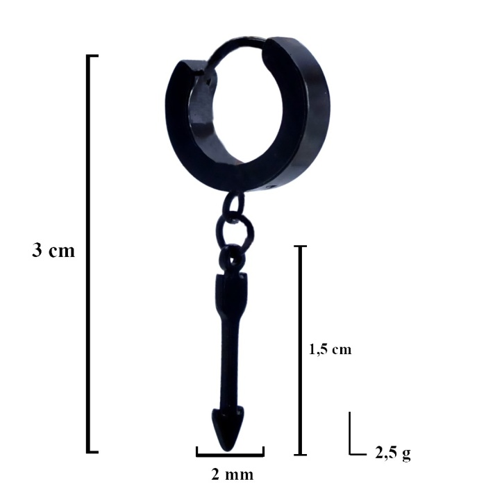 Çelik Sallantılı Küpe Siyah Ok Model  Sallantılı Küpe UNK-664