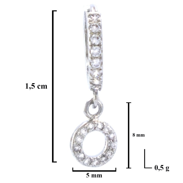 Çelik Sallantılı Küpe Zirkon Taşlı Minimalist Halka Küpe UNK-729