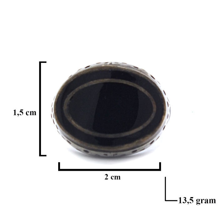 FerizZ Siyah Taşlı 925 Ayar İşlemeli Erkek Gümüş Yüzük GEY-145